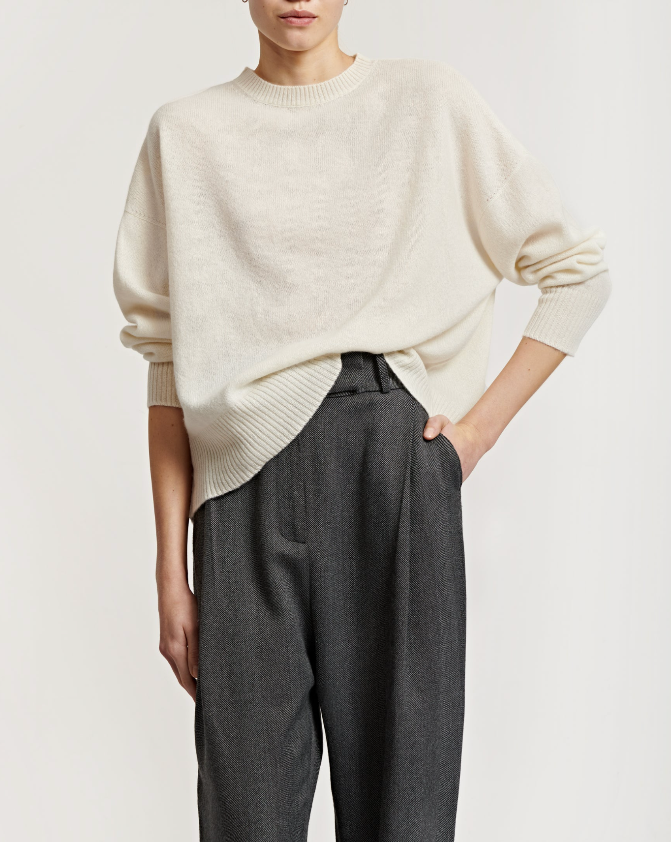 India Sweater Organic White Gensere